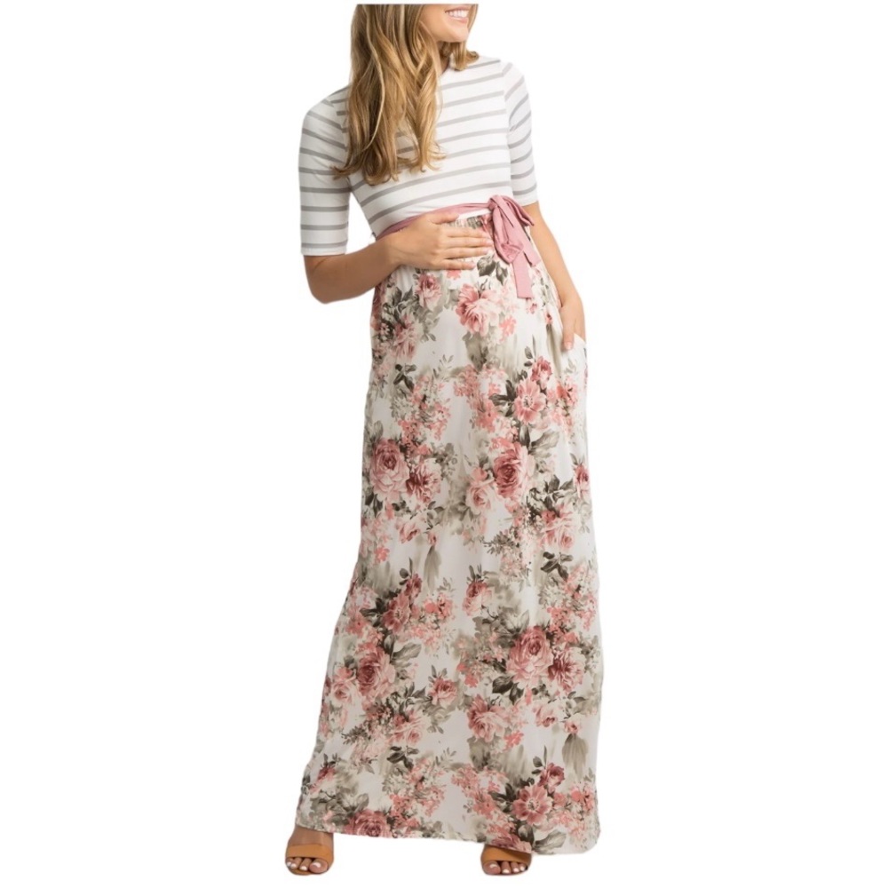 Floral maternity maxi dress